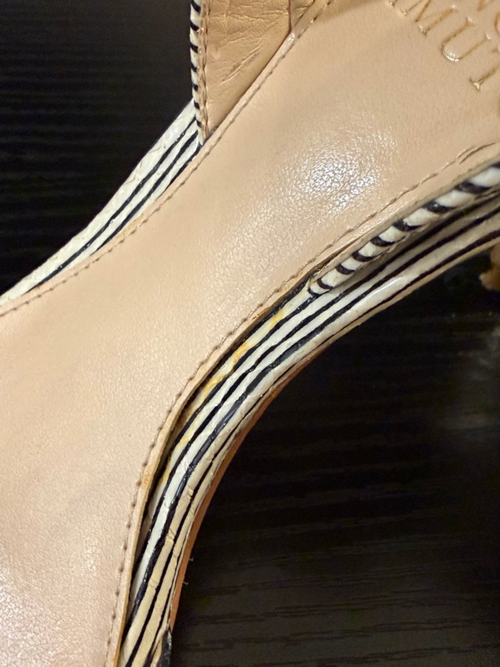 Vince Camuto Barlowe Striped Leather Slingback Heels - Picture 6 of 14